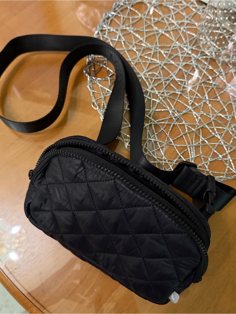 Lole Black Quilted Crossbody Belt Bag